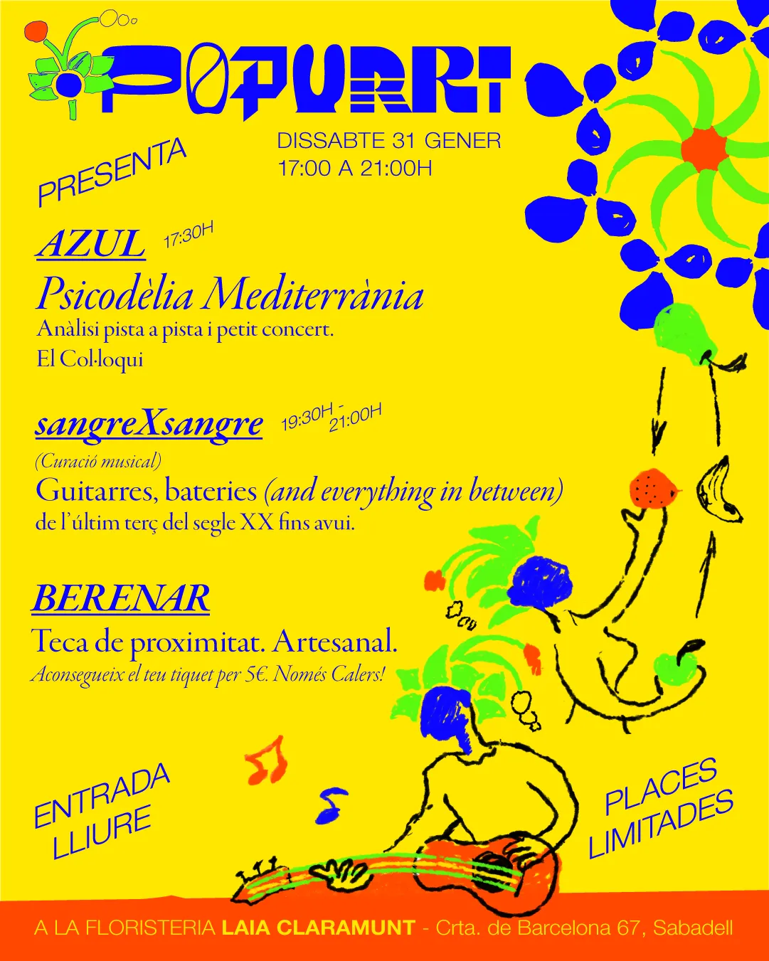 Cartell de POPURRI #01 — Azul: Psicodèlia Mediterrània